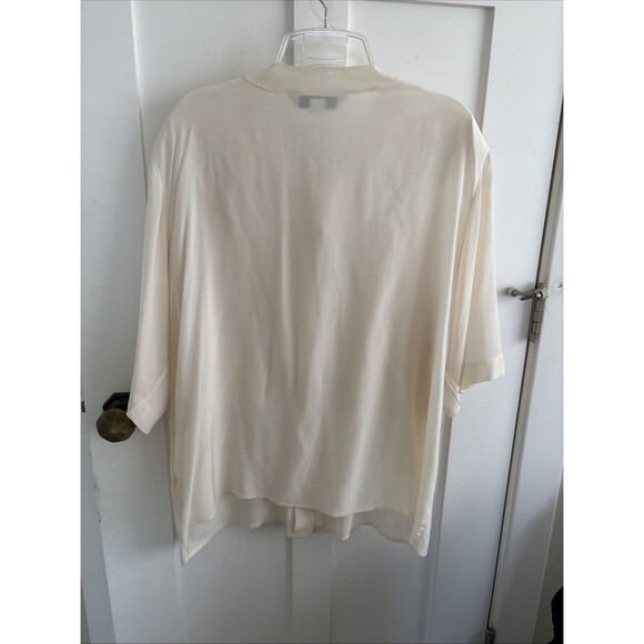 EUC VTG Marina Rinaldi 100% Silk Button Shirt Womens Ivory Size 29 XL Sz 20 - Picture 8 of 11